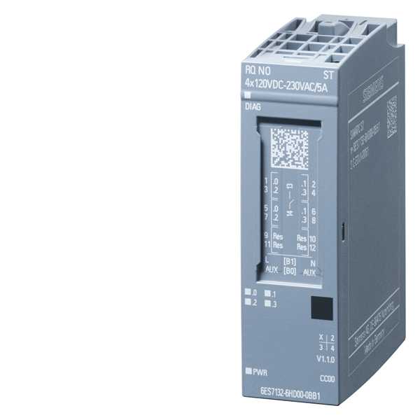 Siemens - SIMATIC ET 200SP, Relémodul normally open, RQ 4X120VDC..230VAC/5A standard