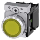 Siemens - Illuminert komplett trykknapp, 1NO, gul, 110V AC skruklemmer