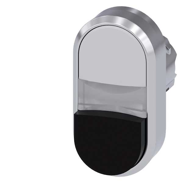 Siemens - SIRIUS ACT - Tvillingknapphode- Hvit/Svart.  22MM rund blank metall