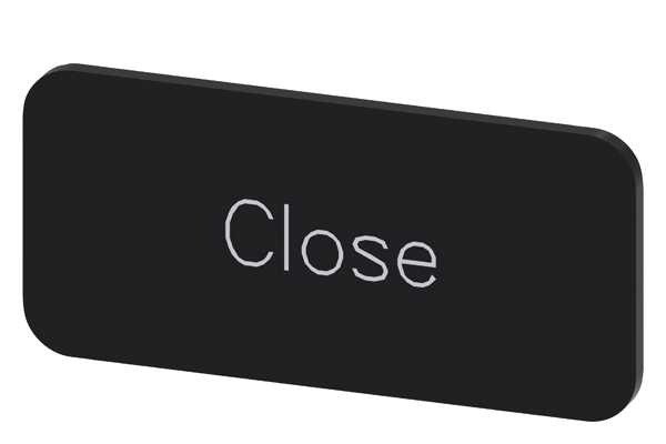 Siemens - Svart etikett, skrift: Close