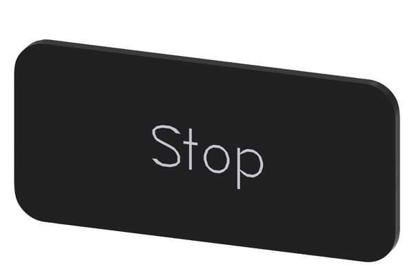 Siemens - Svart etikett, skrift: Stop