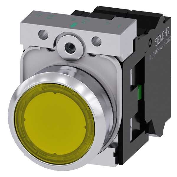 Siemens - SIRIUS ACT Betjeningsmateriell Komplett tran gul knapp,1NO