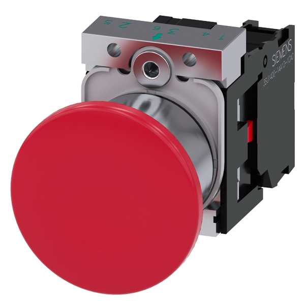 Siemens - SIRIUS ACT Komplett Soppknapp, Rød,  22MM blank metall design