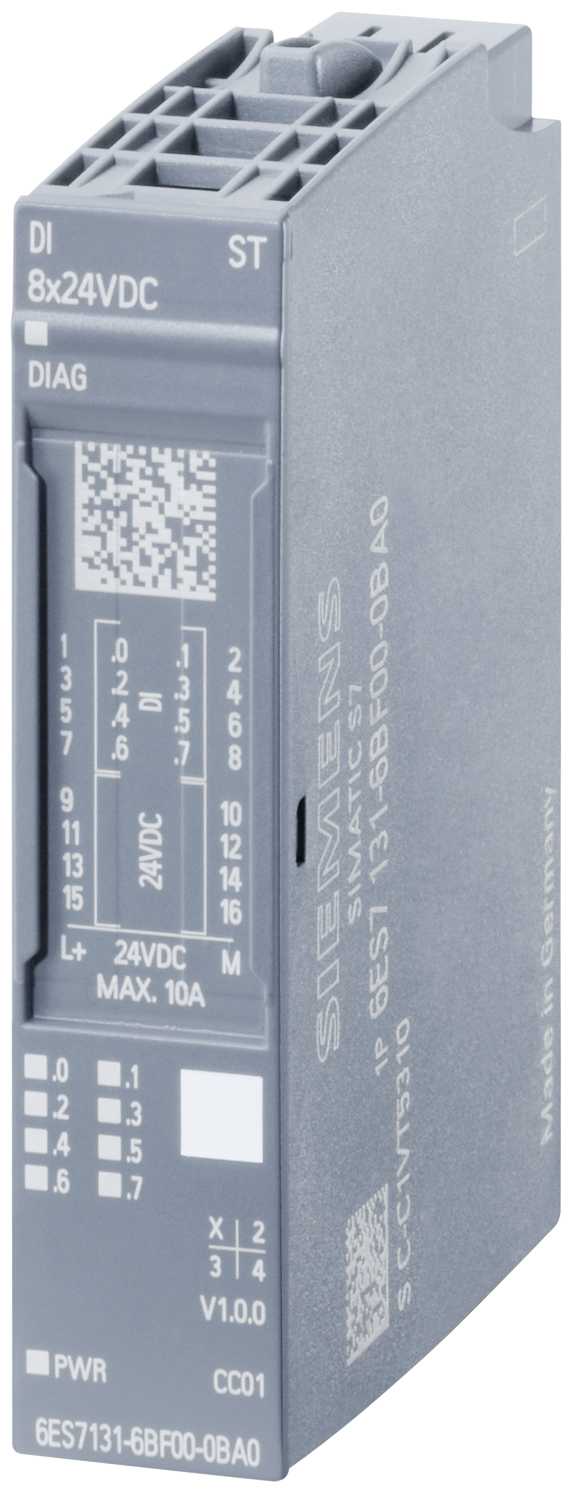 Siemens - SIMATIC ET 200SP, Digital inngangsmodul, DI 8X 24VDC Standard, Forpakningsenhet: 10 stk