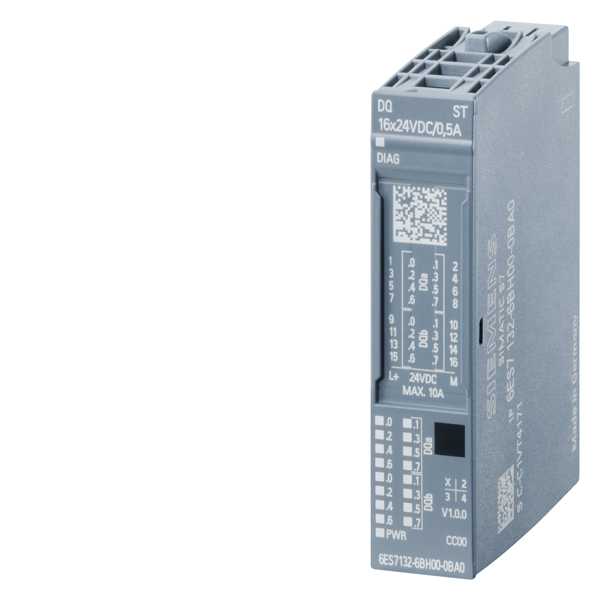 Siemens - SIMATIC ET 200SP, Digital utgangsmodul, DQ 16X24VDC/0.5A Standard, Forpakningsenhet: 10 stk