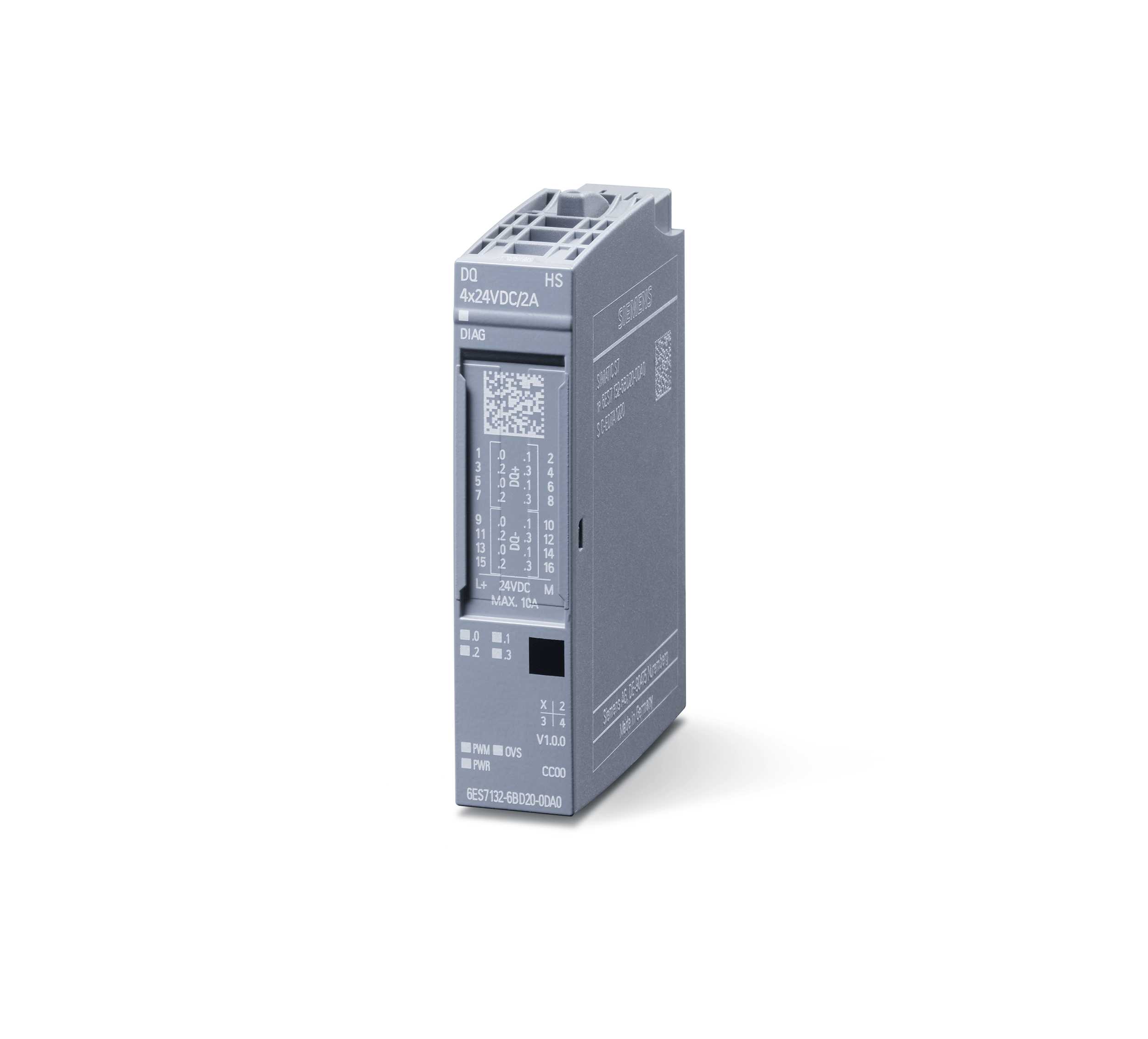 Siemens - SIMATIC ET 200SP, Digital utgangsmodul, DQ 4X24VDC/2A High speed