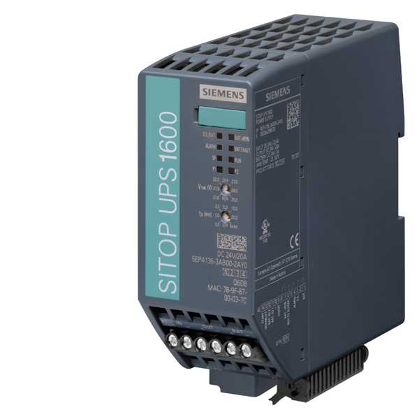 Siemens - SITOP UPS1600 med Ethernet/Profinet grensesnitt 24 V DC/20 A