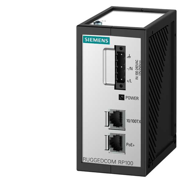 Siemens - Ruggedcom RP100 LO  Power-over-Ethernet power supply, matningsspenning 24VDC.