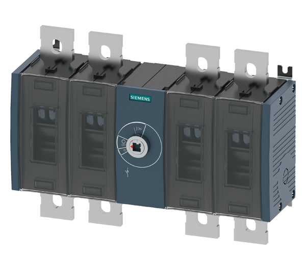 Siemens - Lastbryter 800A, ST4, 4P, front betjent senter, bryter uten vrider, flat terminal