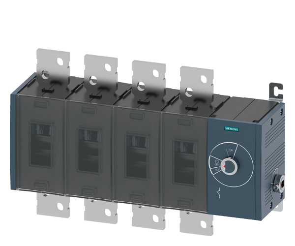 Siemens - Lastbryter 1600A, ST5, 4P, side betjent høyre ,bryter uten vrider, flat terminal