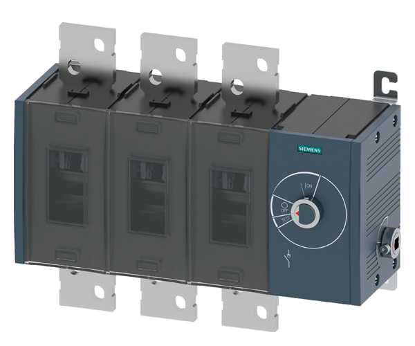 Siemens - Lastbryter 1600A, ST5, 3P, side betjent høyre ,bryter uten vrider, flat terminal
