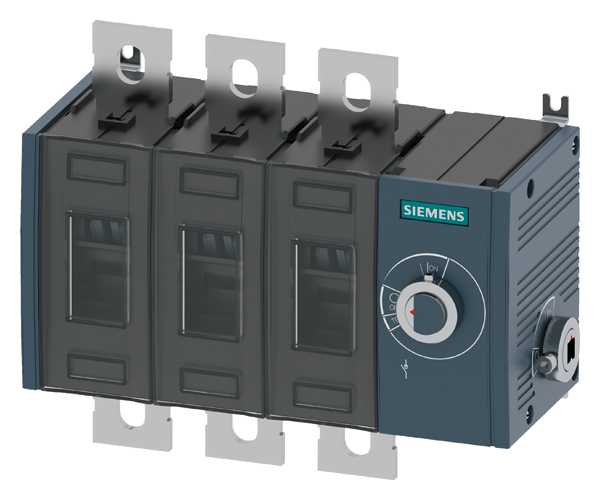 Siemens - Lastbryter 315A, ST3, 3P, side betjent høyre ,bryter uten vrider, flat terminal