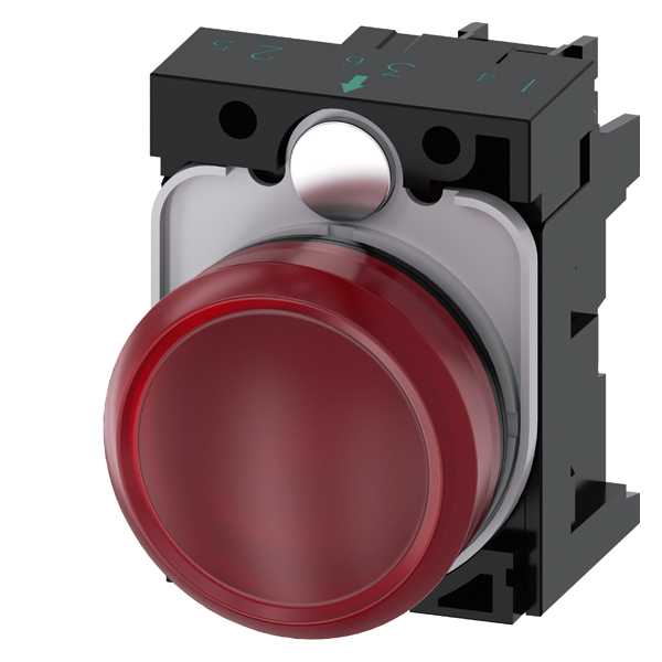 Siemens - SIRIUS ACT Komplett 22MM svart hardplast Signallampe med rød LED 24V AC/DC