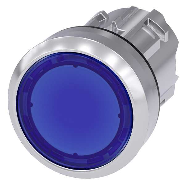 Siemens - SIRIUS ACT 22MM blank metall design Trykknapphode blå-illuminert