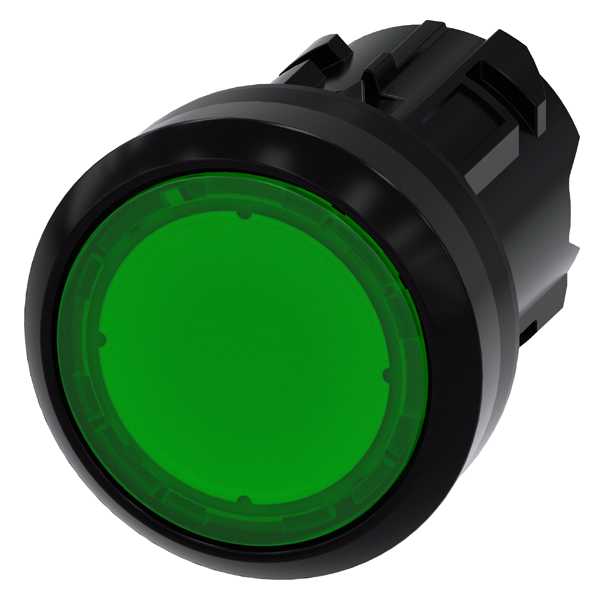 Siemens - SIRIUS ACT 22MM svart hardplast design Trykknapphode grønn-illuminert