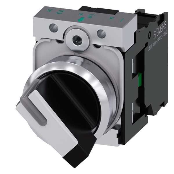 Siemens - SIRIUS ACT Komplett 22MM i blank metall  Vendebryter, 2 posisjoner O-I holdekontakt