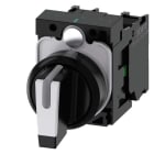 Siemens - SIRIUS ACT Komplett 22MM svart hardplast Vendebryter, 3 posisjoner I-O-II holdekontakt