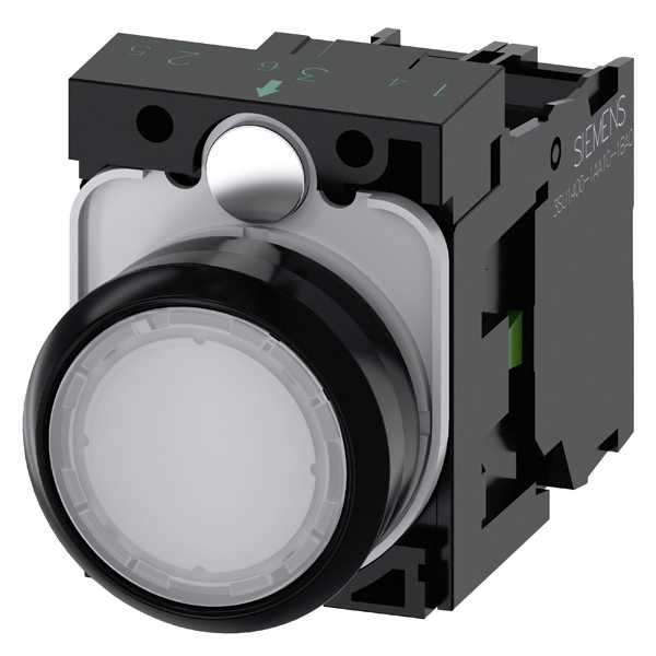 Siemens - KOMP.HVIT.ILL T.KNAPP 110V AC - 22MM svart hardplast design
