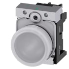 Siemens - SIRIUS ACT Komplett 22MM i blank metall Signallampe med hvit LED 24V AC/DC