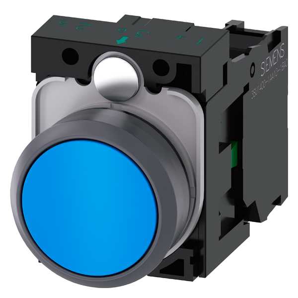 Siemens - SIRIUS ACT Kompett trykknapp - Blå 22MM rund matt metall design