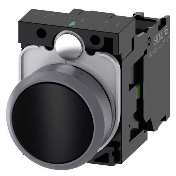 Siemens - SIRIUS ACT Kompett trykknapp - Svart 22MM rund matt metall design