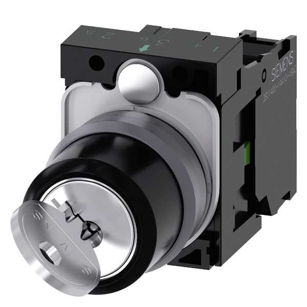 Siemens - SIRIUS ACT Nøkkelbryter,3 posisjons I-O-II 22MM rund matt metall design