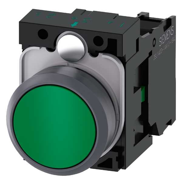 Siemens - SIRIUS ACT Kompett trykknapp - Grønn 22MM rund matt metall design