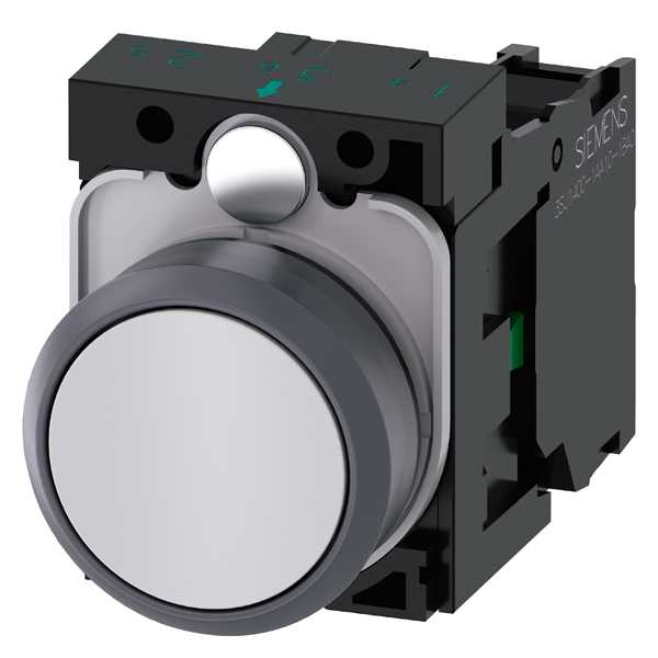 Siemens - SIRIUS ACT Komplett trykknapp - Hvit 22MM rund matt metall design