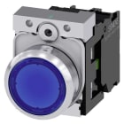 Siemens - Illuminert komplett trykknapp, 1NO, blå, 110V AC skruklemmer