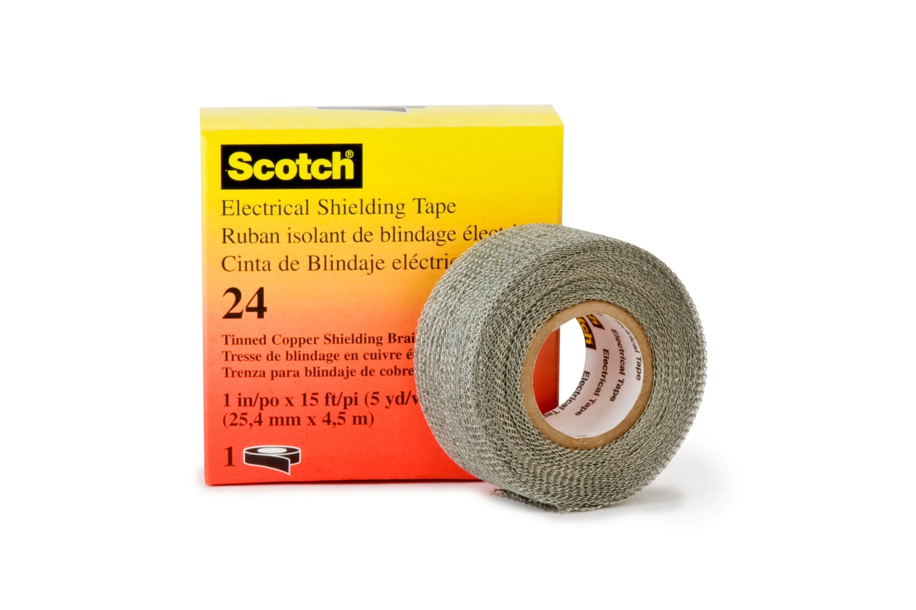 Scotch - 3M Scotch® 24 flettet og fortinnet kobberbånd, 25mm X 4,5m