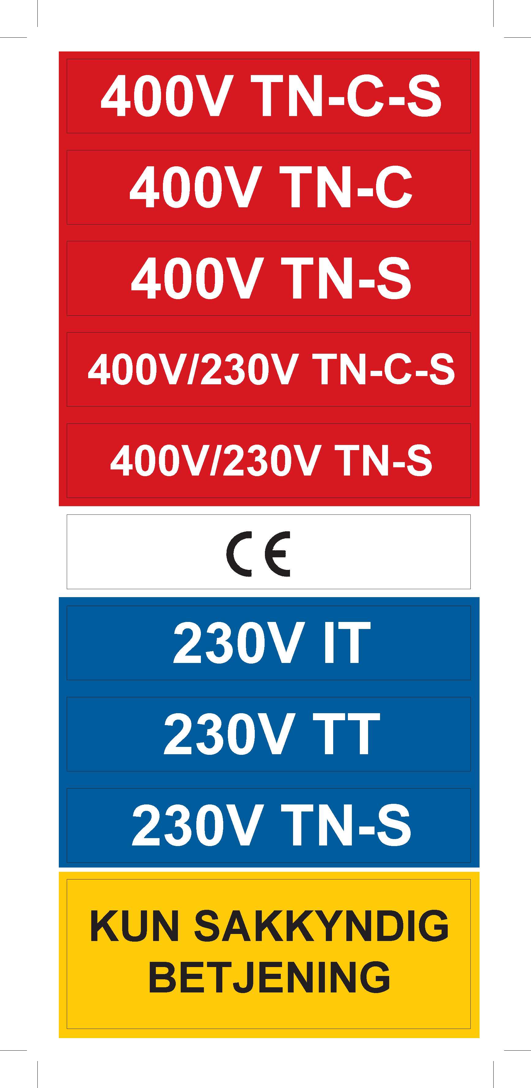 Eaton Electric - MERKESKILT SAMLESKILT ALLE MERKINGER