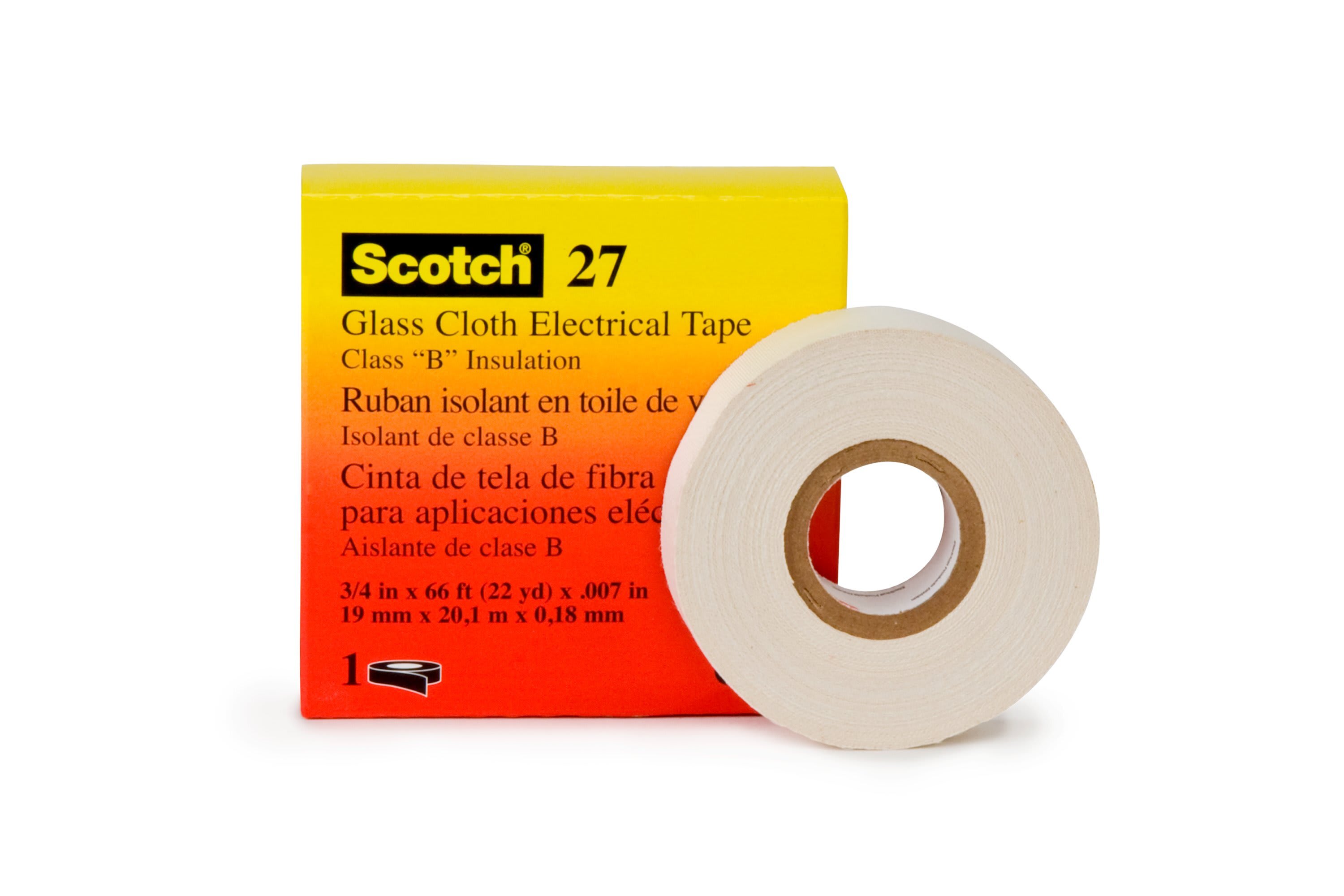 Scotch - 3M Scotch® 27 Lerretstape, vevet glassfibertape, 19 mm x 55 m, hvit