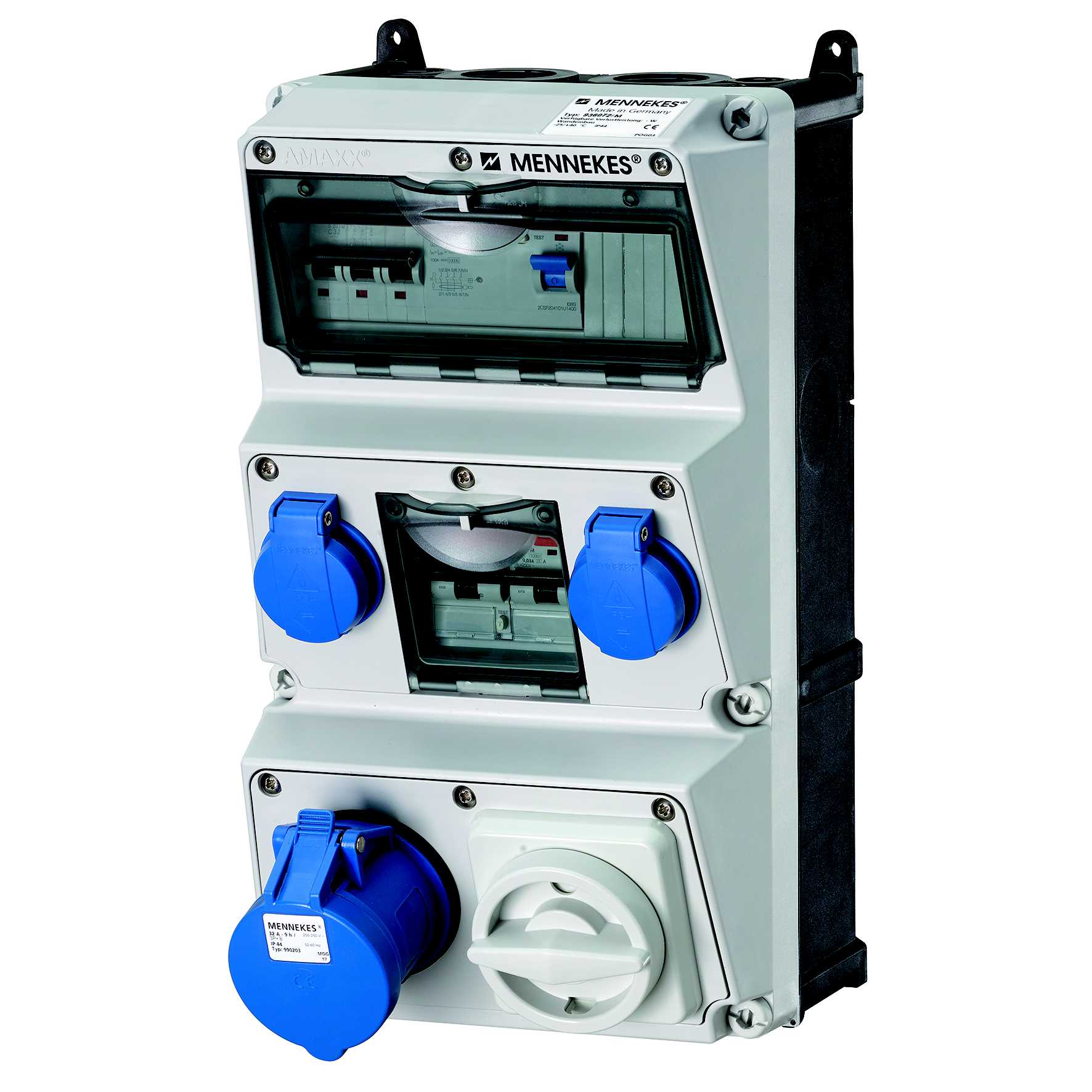 Mennekes - 936072, AMAXX, 400V, 1stk CEE, 2stk SCHUKO, IP44