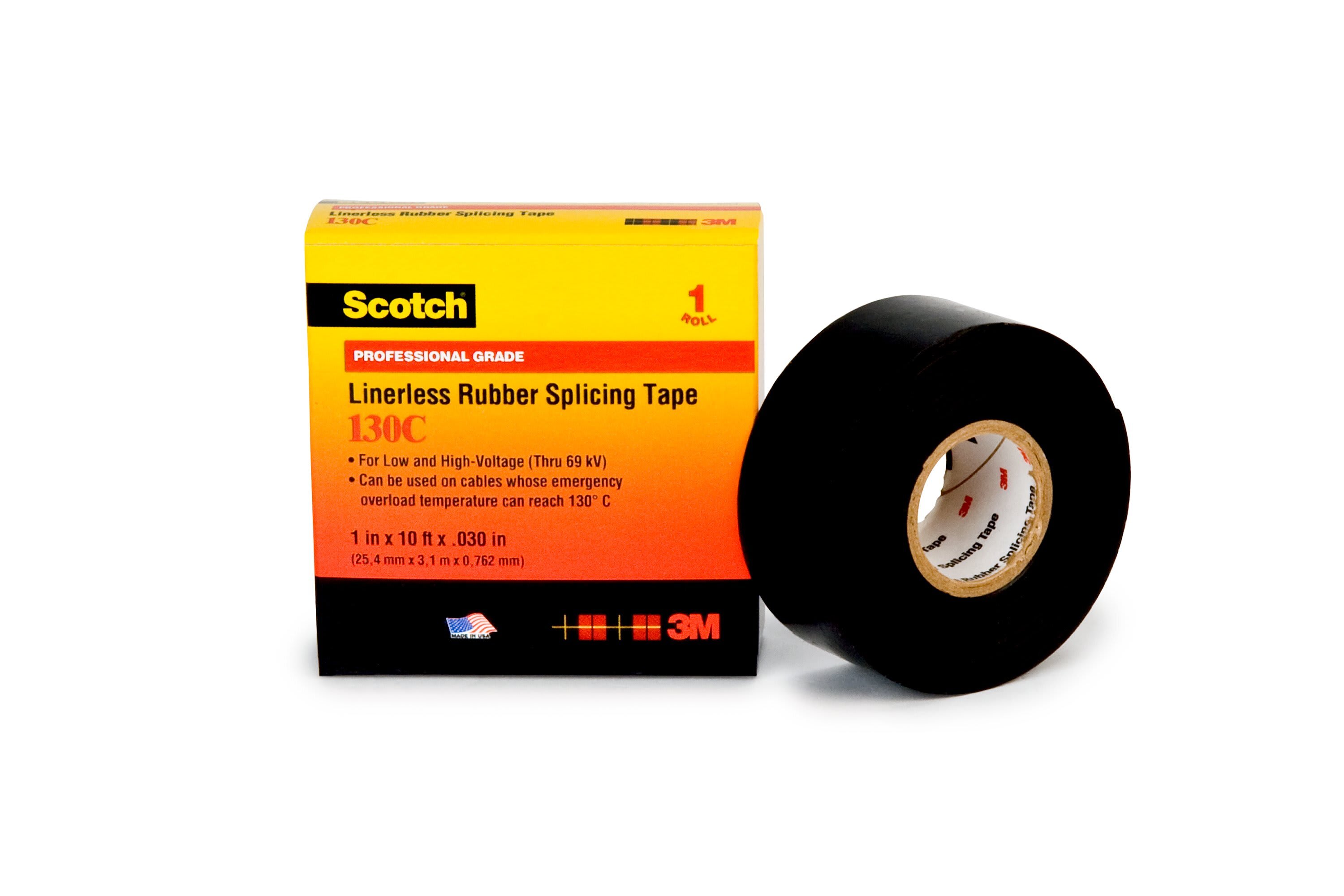 Scotch - 3M Scotch 130C Selvvulkaniserende tape uten liner, sort EPR gummi, 38 mm x 9 m