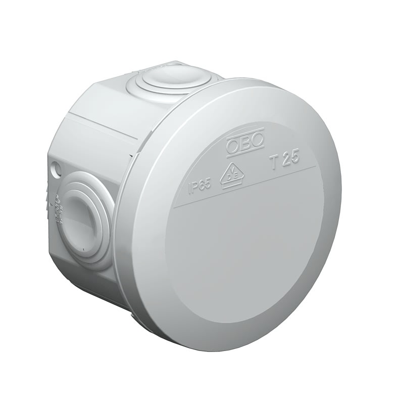 OBO BETTERMANN - Koblingsboks, Ø80mm Rund, 51mm høy, IP65, Halogenfri.