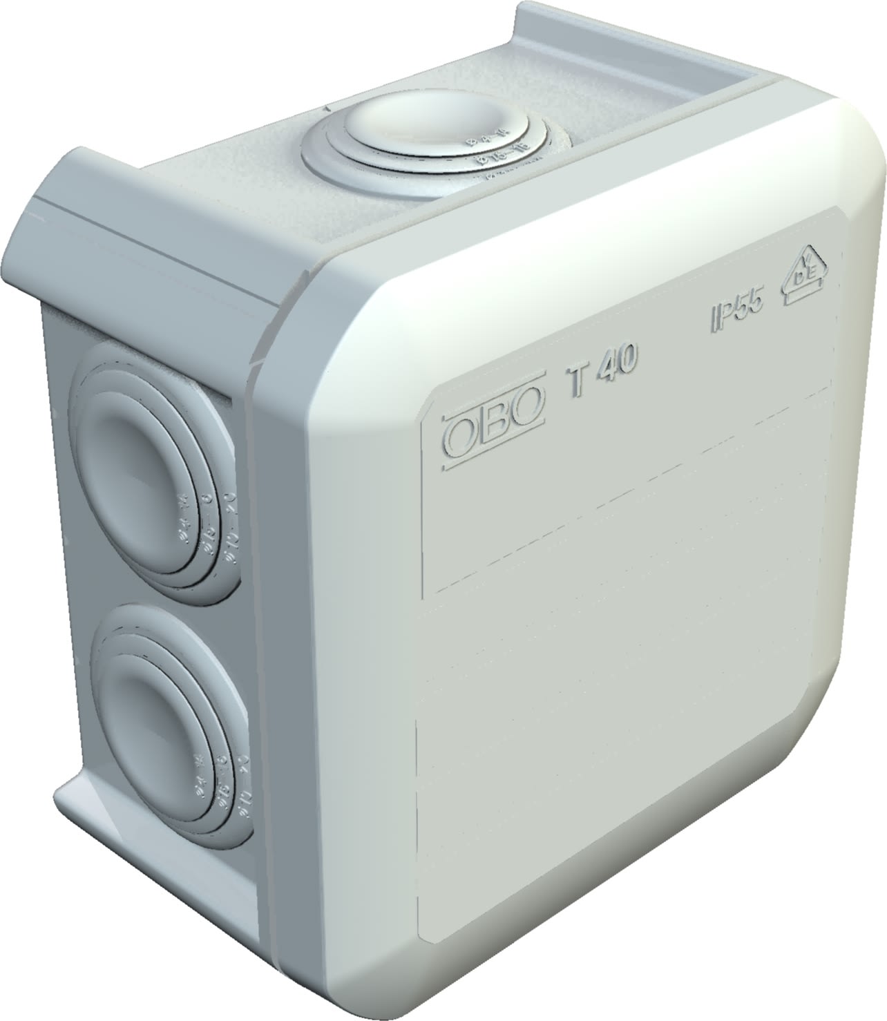 OBO BETTERMANN - Halogenfri Koblingsboks, IP55, 90mm x 90mm x 52mm, Hvit