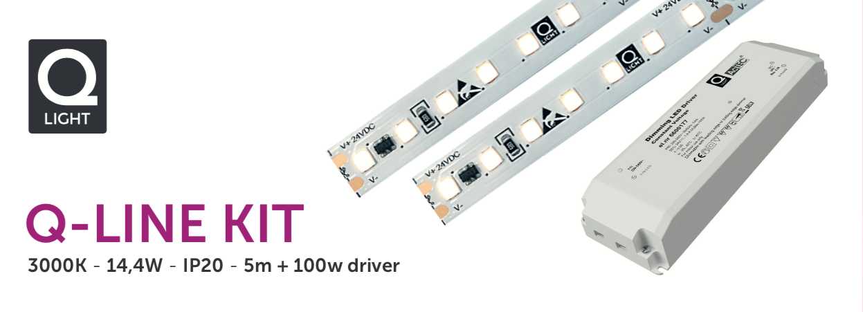 Q-Light - LEDSTRIP KIT 5M 14,4W 3K IP20 Q-LINE KIT e:3200913+6600177