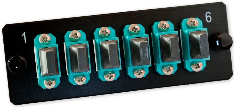 Nexans - LANmark-OF Adapter Plate 6 MTP Multimode Key Up Key Down Aqua