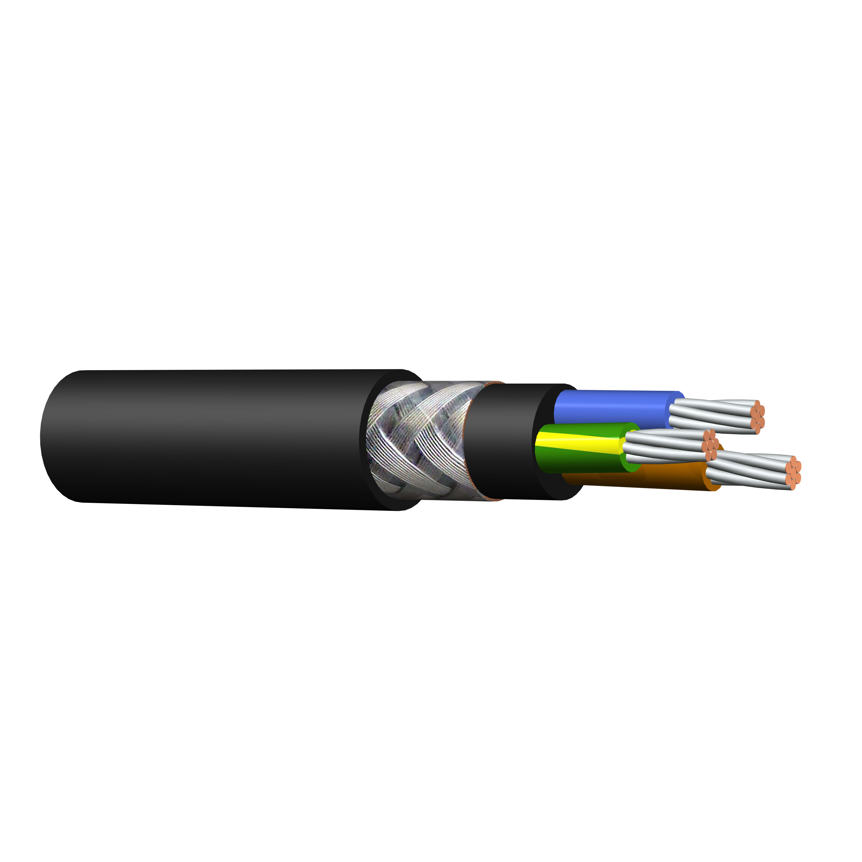 Nexans - RFOU 0.6/1kV 3G1,5/4 P1/P8 Selvslukkende, halogenfri og borevæskebestandig kabel