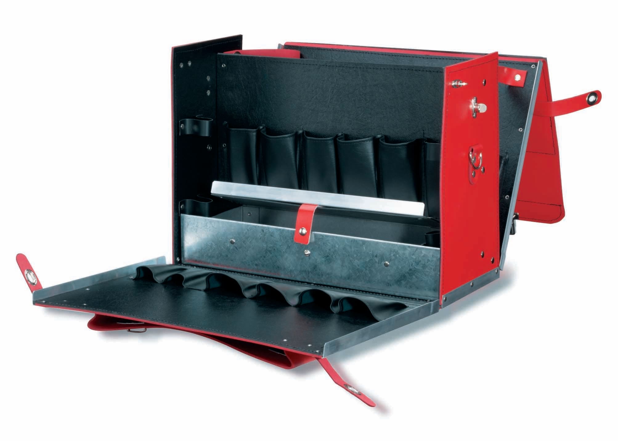 Cimco - Verktøyveske lær, rød, tom