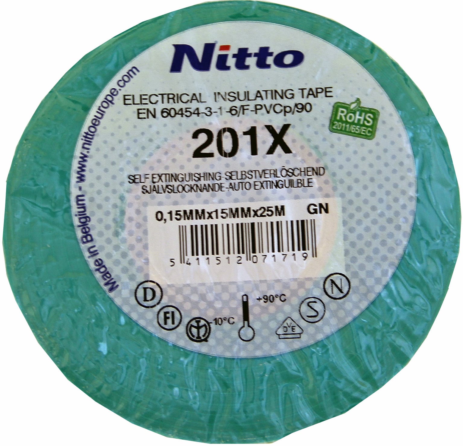 Melbye - Tape Nitto 201x  15mmx25m Grønn