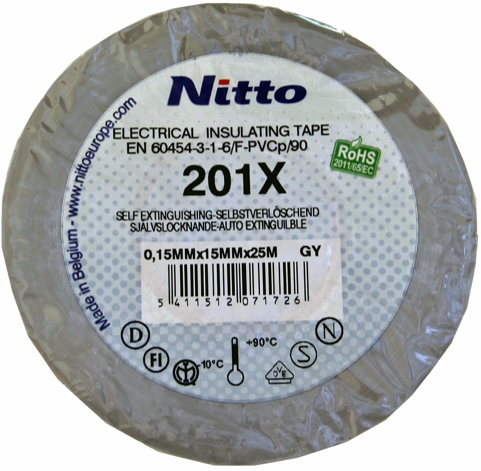 Melbye - Tape Nitto 201x  15mmx25m Grå