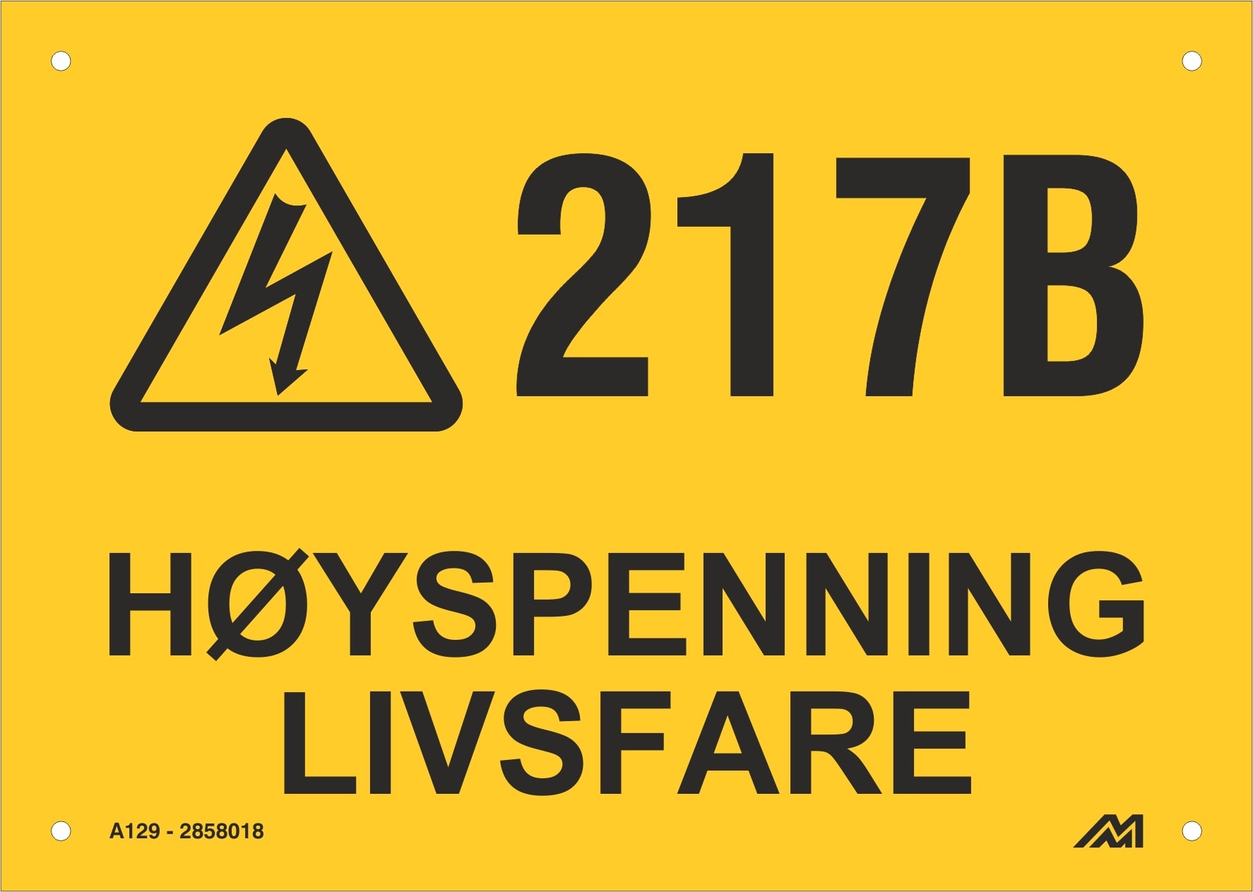 Melbye - Al-skilt Høyspenning livsfare 210x148x0,7mm