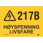 Melbye - Al-skilt Høyspenning livsfare 210x148x0,7mm