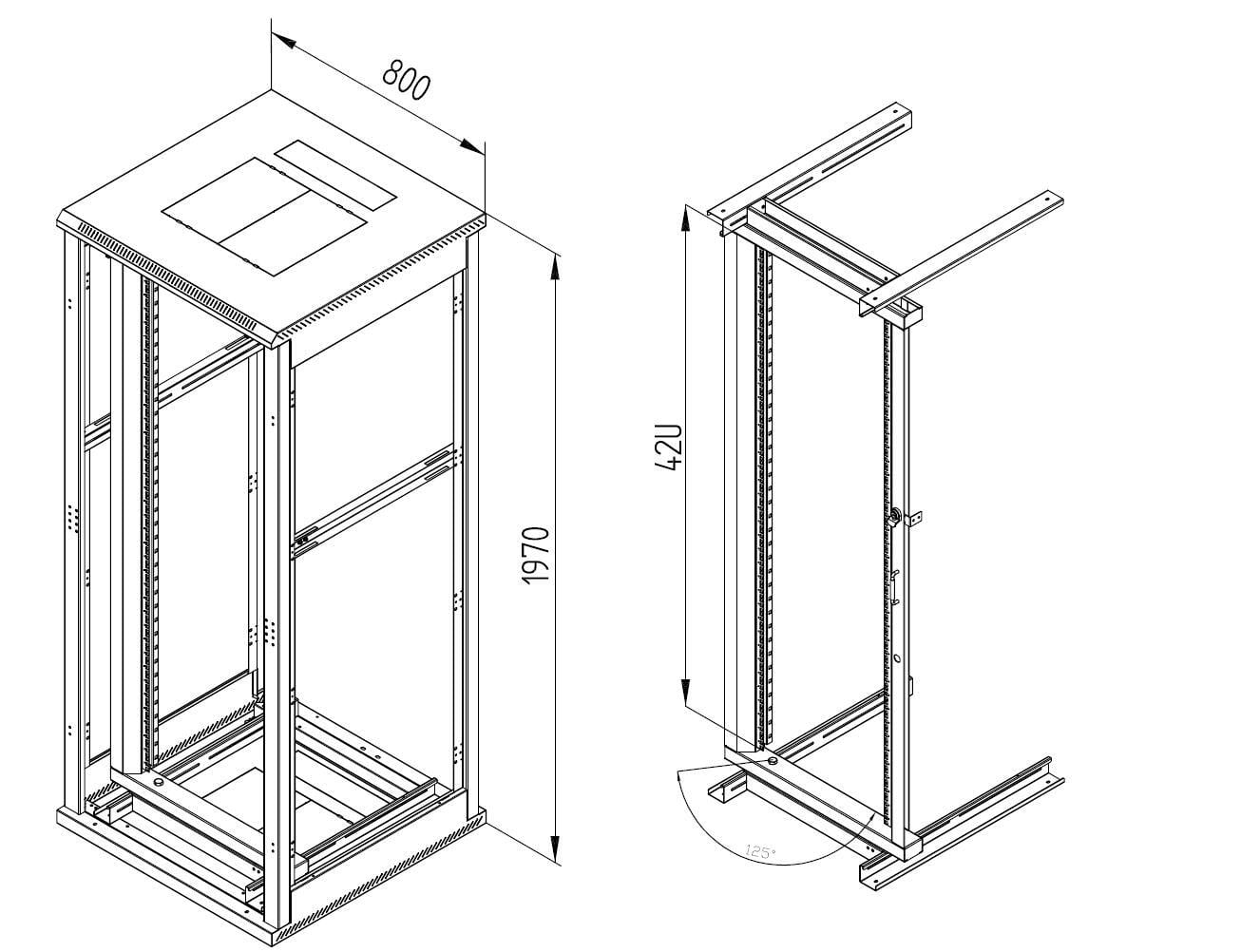 LANSE 3-PLAY - SVINGRAMME FOR GULVRACK 42U 80 BREDDE