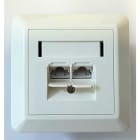 LANSE 3-PLAY - Vegguttak 2xRJ45 STP CAT.6 M/STØVDEKSEL