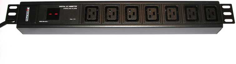 LANSE 3-PLAY - 19" STRØMSKINNE 7x16A C19 AMP