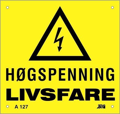 Melbye - Al-Skilt Høyspenning livsfare 165x160x0,7mm