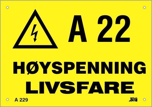 Melbye - Al-skilt Høyspenning livsfare 210x148x2mm