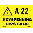 Melbye - Al-skilt Høyspenning livsfare 210x148x2mm